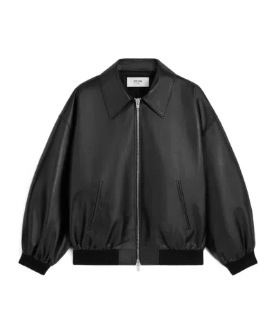 Celine Teddy Jacket In Calfskin In Black