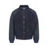 Celine Contrast Sleeve Teddy Style Jacket In Blue