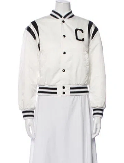 Pre-owned Celine Teddy Nylon Bomber Jacket In White