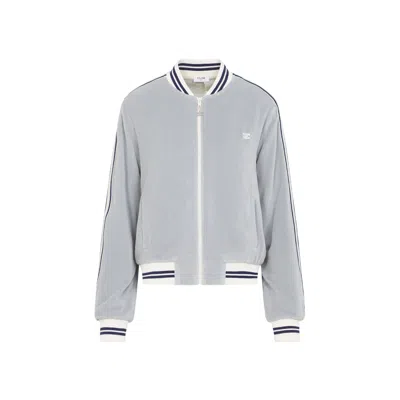 Celine Grey Teddy Tracksuit Triomphe Cotton Jacket In Gray