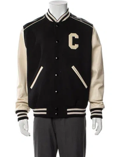 Pre-owned Celine Teddy Varsity Wool Varsity Jacket In Black