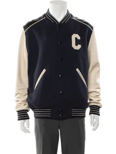 Pre-owned Celine Teddy Varsity Wool Varsity Jacket In Blue