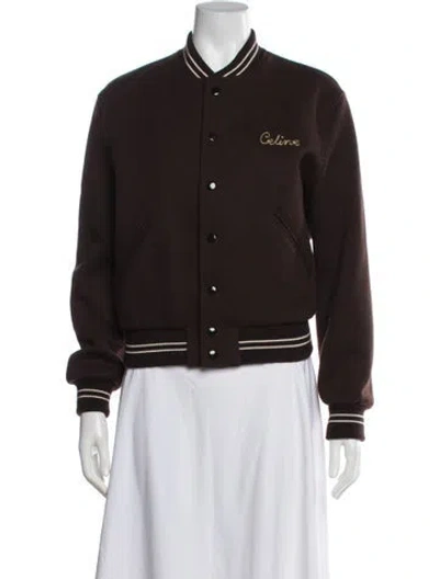 Pre-owned Celine Teddy Wool Bomber Jacket In Brown