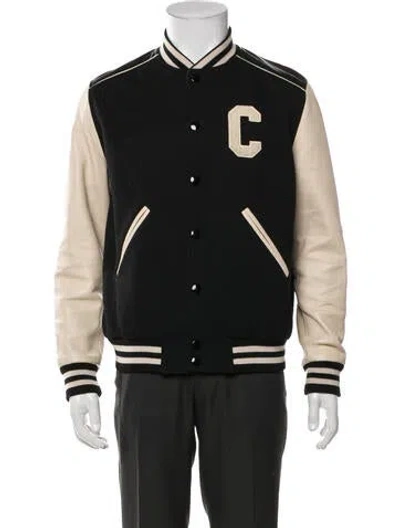 Pre-owned Celine Teddy Wool Varsity Jacket In Black