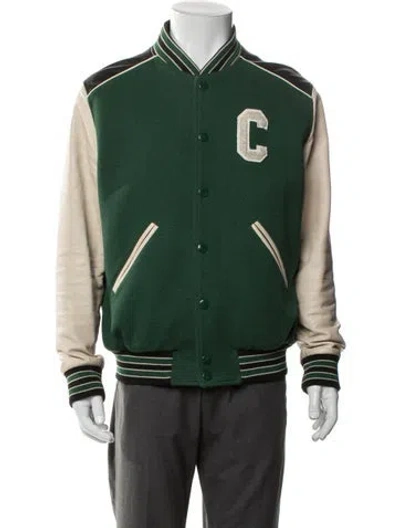 Pre-owned Celine Teddy Wool Varsity Jacket In Green