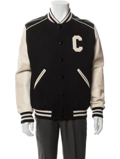 Pre-owned Celine Teddy Wool Varsity Jacket W/ Tags In Black