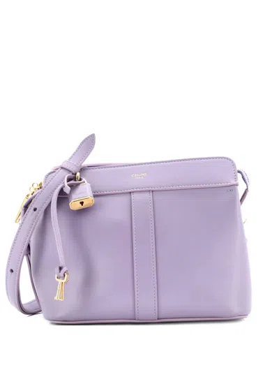 Pre-owned Celine Teen Cabas De France Bag Leather Small Shoulder Bag In Purple