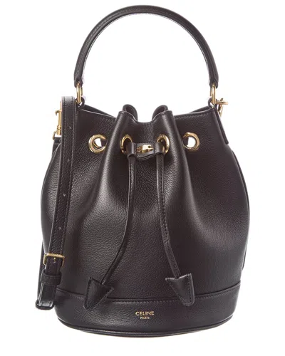 Celine Teen Clara Leather Bucket Bag In Brown