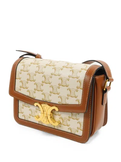 Pre-owned Celine Teen Classique Triomphe Shoulder Bag In White