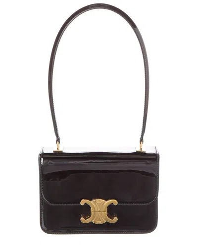 Celine Teen Garance Patent Shoulder Bag In Black