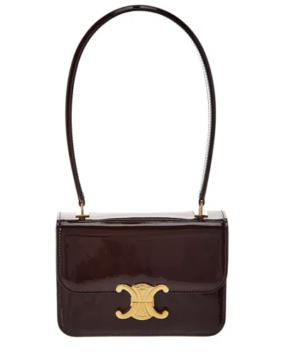 Celine Teen Garance Patent Shoulder Bag In Brown