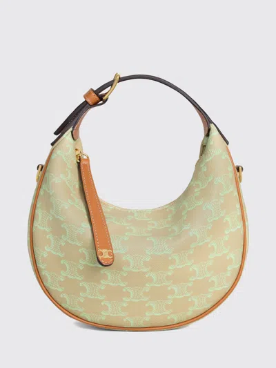 Celine Teen Lulu Canvas Bag With Triomphe Jacquard In Brown