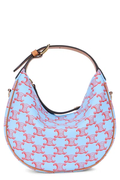 Celine Teen Lulu Handbag In Triumph Fabric In Blue