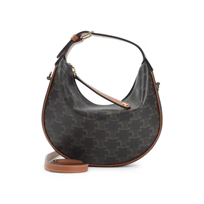 Celine Lulu Teen Bag In Triomphe Canvas And Calfskin In Brown