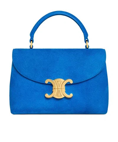 Celine Teen Nino Bag In Suede Calfskin In Blue