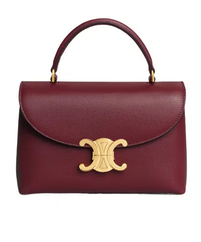 Celine Medium Nino Bag In Supple Grained Calfskin In Burgundy