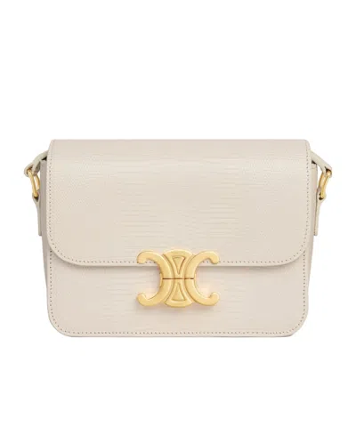 Celine Teen Triomphe Bag In Lizard In Beige