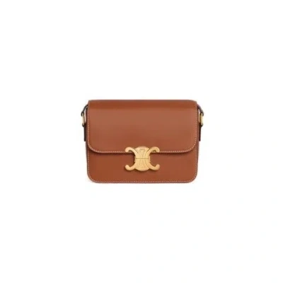 Celine Teen Triomphe Bag In Natural Calfskin In Brown