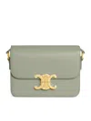 Celine Teen Triomphe Bag In Polished Calfskin In Green