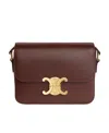 Celine Triomphe Classique Bag In Glossy Calfskin In Brown
