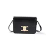 Celine Teen Triomphe Black Calf Leather Shoulder Bag In Black