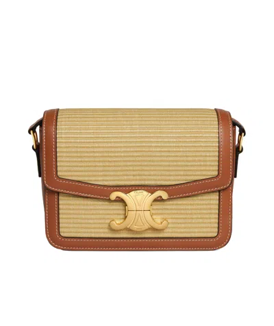 Celine Teen Triomphe Flip Shoulder Bag In Nude
