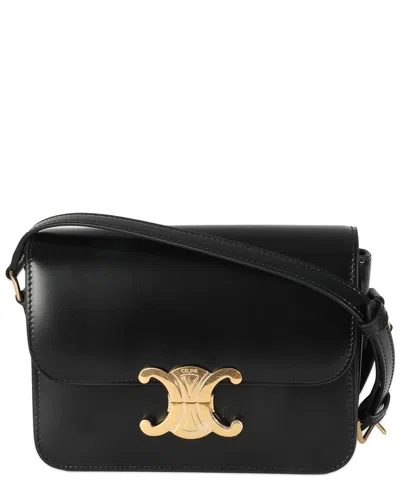 Celine Teen Triomphe Leather Crossbody In Black
