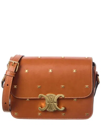 Celine Teen Triomphe Leather Shoulder Bag In Brown