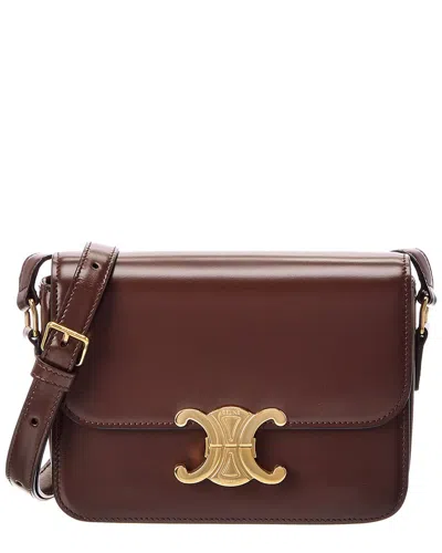 Celine Teen Triomphe Leather Shoulder Bag In Brown