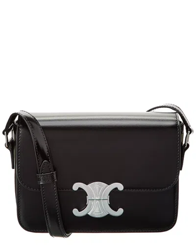 Celine Teen Triomphe Leather Shoulder Bag In Black