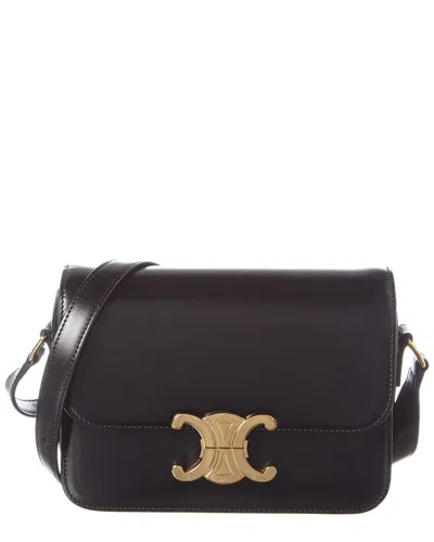 Celine Triomphe Teen Bag In Schwarz Shiny Calf Leather In Black