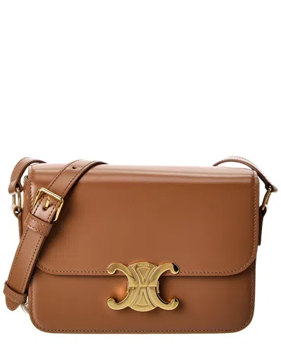 Celine Teen Triomphe Leather Shoulder Bag In Brown