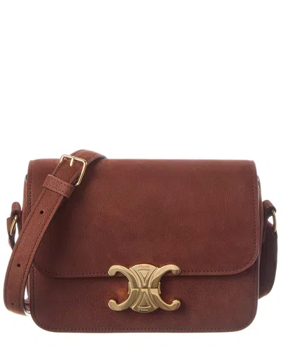 Celine Teen Triomphe Leather Shoulder Bag In Brown