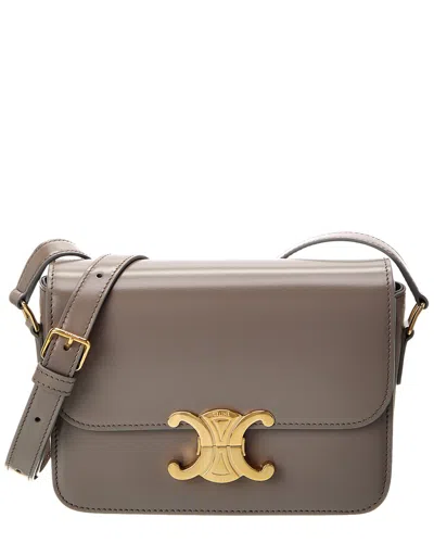 Celine Teen Triomphe Leather Shoulder Bag In Grey