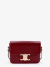 Celine Teen Triomphe Leather Shoulder Bag In Burgundy
