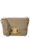 Celine Teen Triomphe Leather Shoulder Bag In Sand
