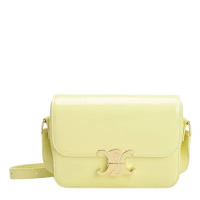 Celine Teen Triomphe Leather Shoulder Bag In Yellow