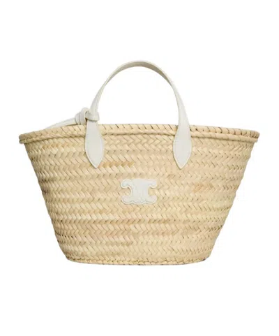 Celine Teen Triomphe Panier In Palm Leaves And Calfskin In Animal Print