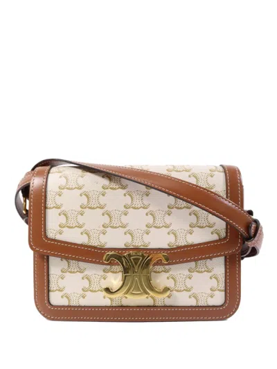 Pre-owned Celine Teen Triomphe Shoulder Bag In Neutral
