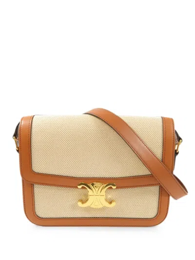 Pre-owned Celine Teen Triomphe Shoulder Bag In Neutral