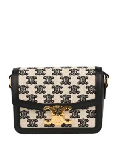 Pre-owned Celine Teen Triomphe Shoulder Bag In White