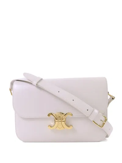 Pre-owned Celine Teen Triomphe Shoulder Bag In White