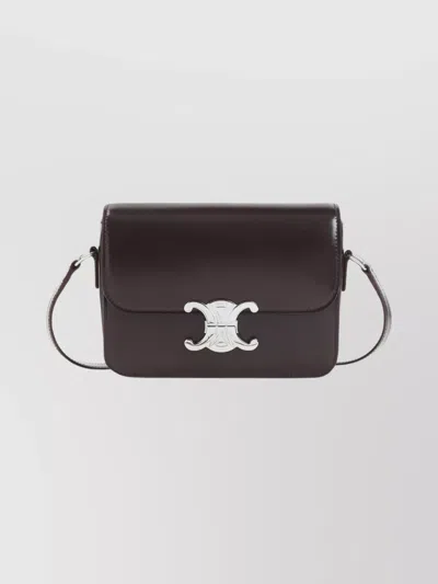 Celine Teen Triomphe Shoulder Bag With Adjustable Strap In Burgundy