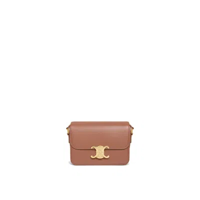 Celine Bronze Teen Triomphe Calf Leather Shoulder Bag In Brown