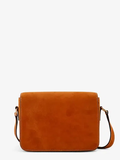 Celine Teen Triomphe Suede Shoulder Bag In Brown