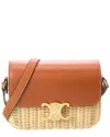 Celine Teen Triomphe Wicker & Leather Shoulder Bag In Brown
