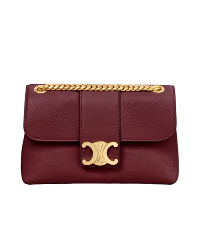 Celine Teen  Victoire Bag In Supple Calfskin In Red