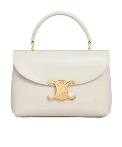 Celine Ten Nino Clamshell Shoulder Bag In White