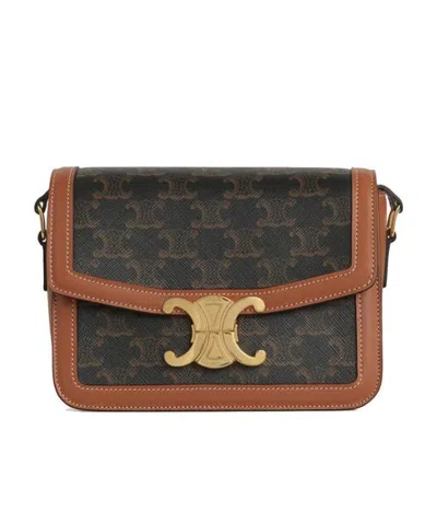 CELINE TEEN TRIOMPHE BAG IN TRIOMPHE CANVAS AND CALFSKIN