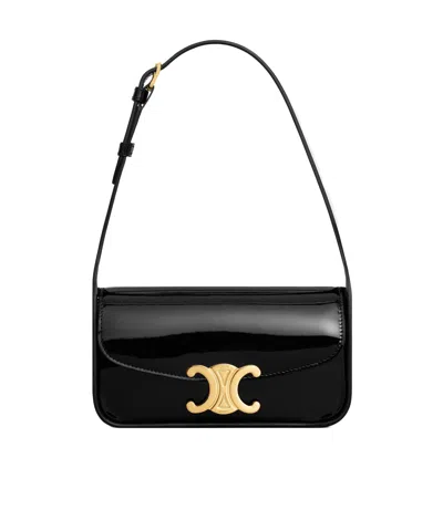 Celine Shoulder Bag Terence In Patent Calfskin In Black